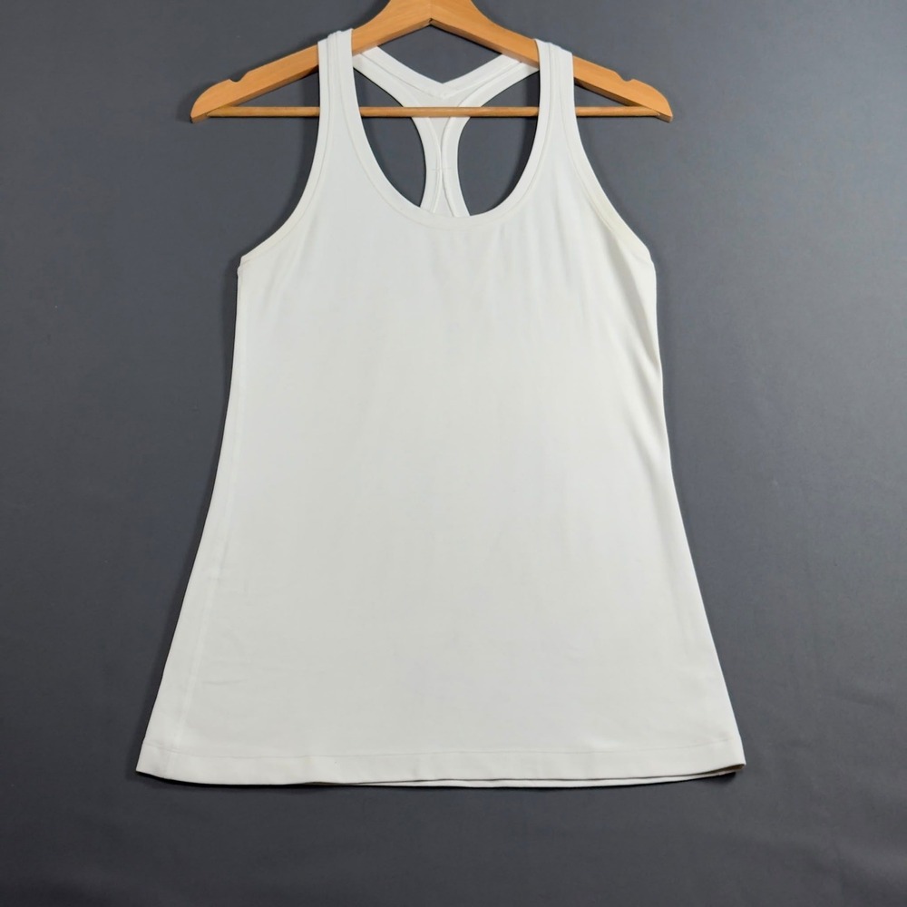 Lululemon Cool Racerback Tank Top Womens Size 6 White Built In Bra Yoga